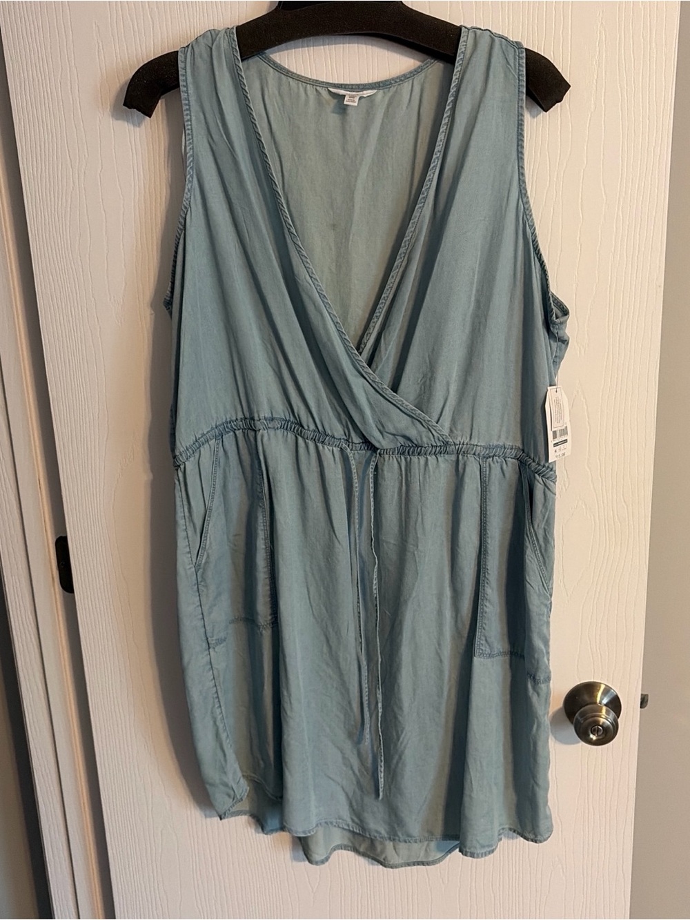 Time and Tru Light Blue Sleeveless Wrap Dress